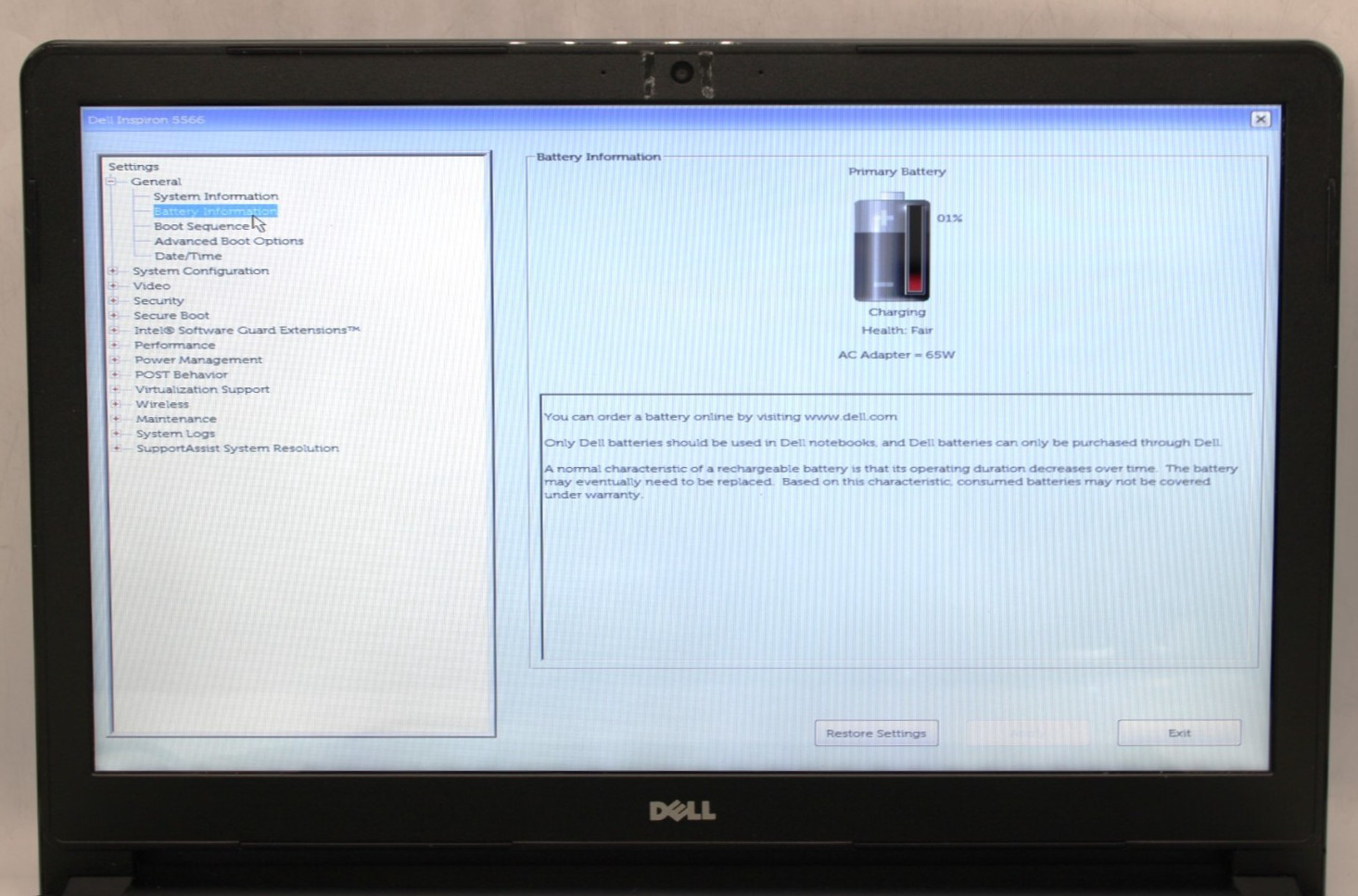 Dell Inspiron 15 5566-i5-7200U@2.5GHz-8GB DDR4 RAM-240GB SATA-NO OS*USED/TESTED*