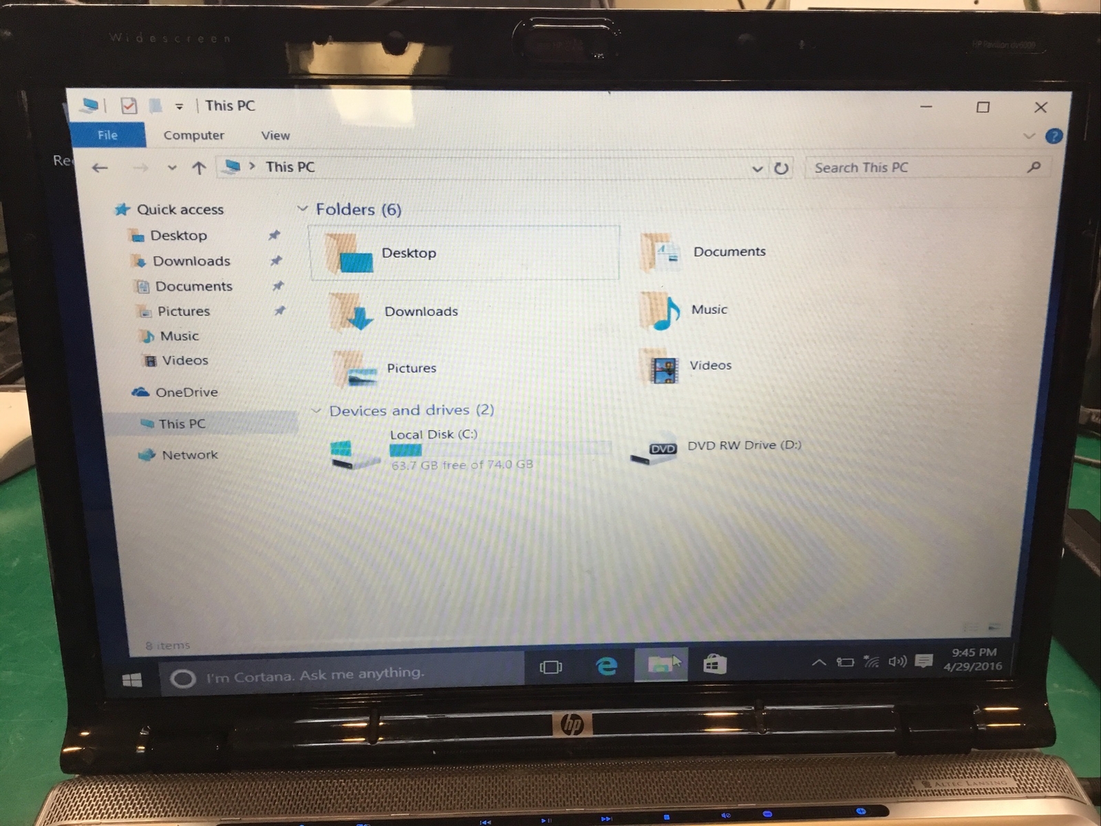 Hp Pavilion Dv6748us, AMD Turion 64 X2 2.0GHz, 2GB RAM, 80GB HDD, Win 10 – I7