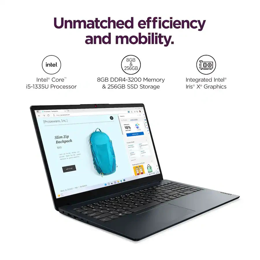 Lenovo IdeaPad 15.6″FHD Touchscreen Laptop Intel Core i5-1335U 8GB RAM 256GB SSD