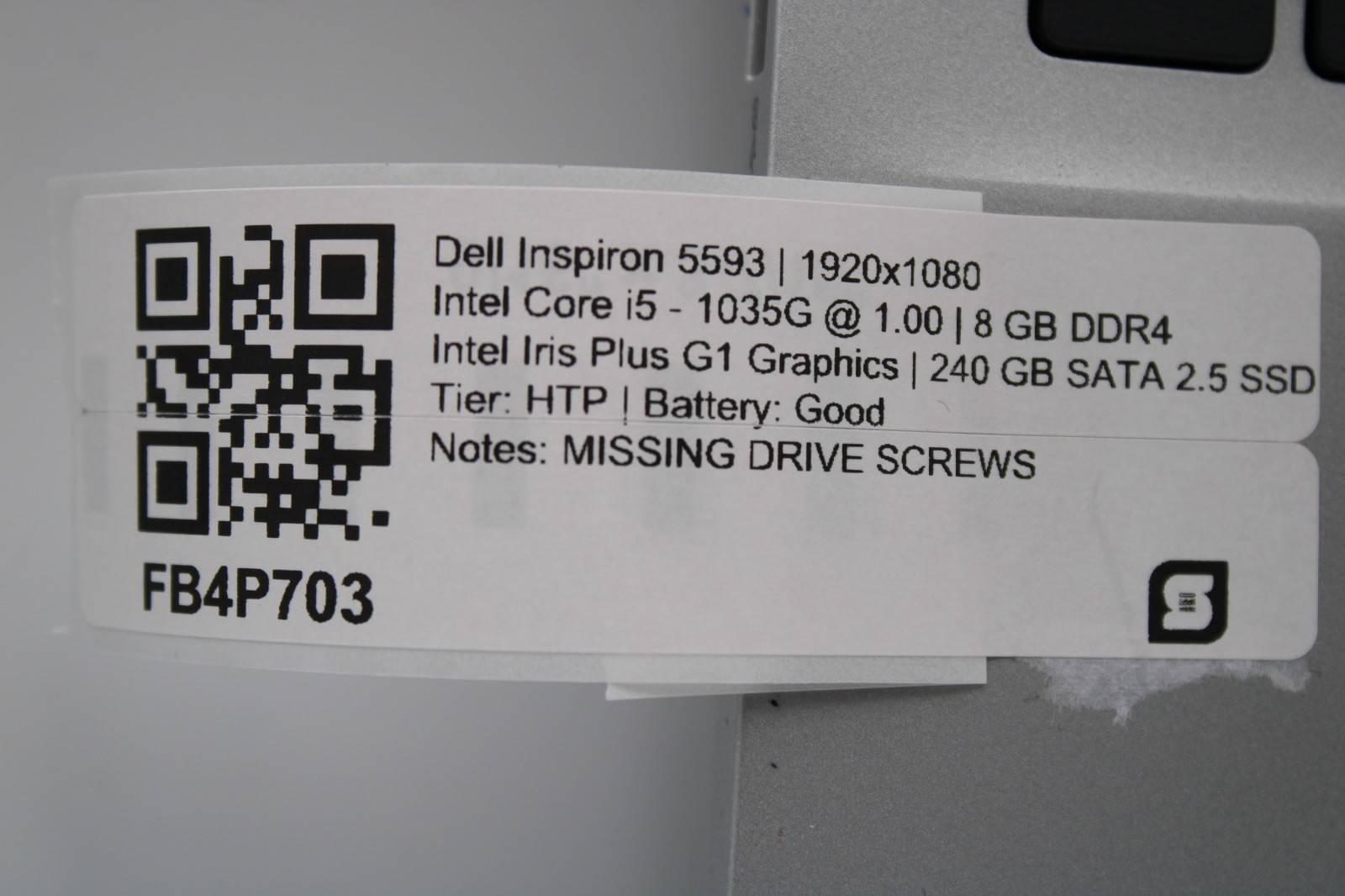 Dell Inspiron 5593 i5-1035G1 @ 1.00 GHz 8GB RAM 240GB SSD No OS *READ