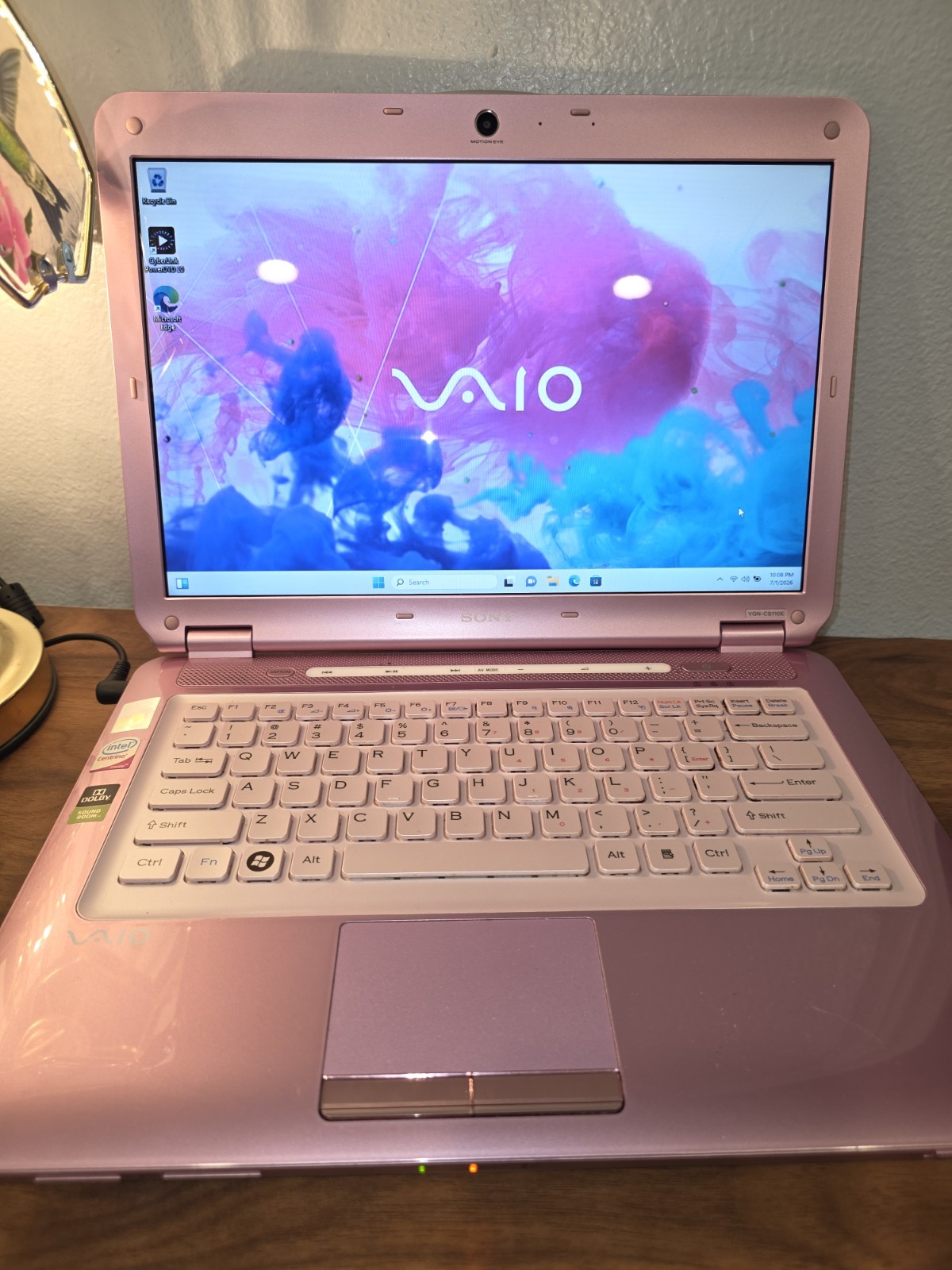 Pink Sony VAIO Laptop Core 2 Duo CPU 2.00GHz 1TB SSD!!! 4GB RAM Win 11 Pro 🩷