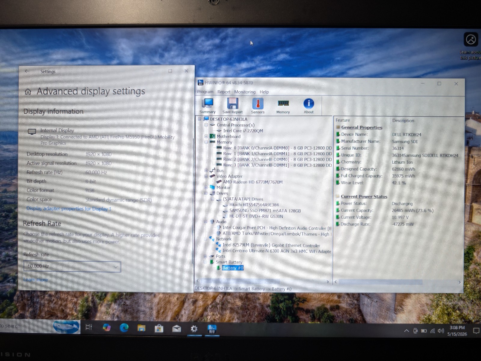 DELL PRECISION M4600 | i7-2720QM 32GB 128GB SSD + 500GB HDD | Backlit Win 10 Pro
