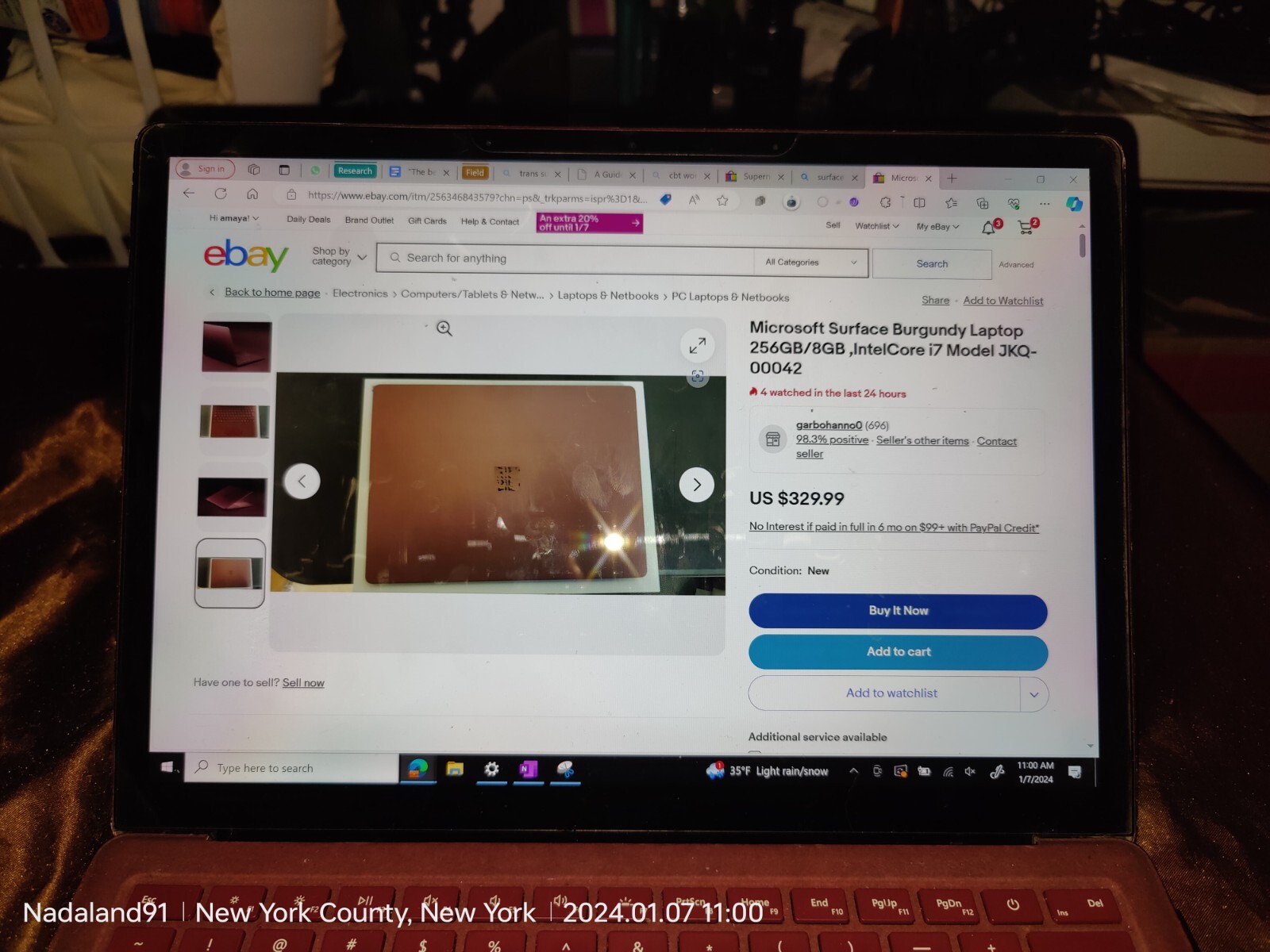 Microsoft Surface Laptop 1st Gen Intel I5-7300U 256GB SSD 8GB RAM – BURGUNDY