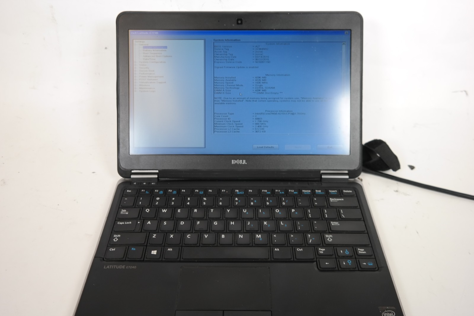 Dell Latitude E7240 i5 No RAM No HDD No Battery No Backplate Boots BIOS (Tested)