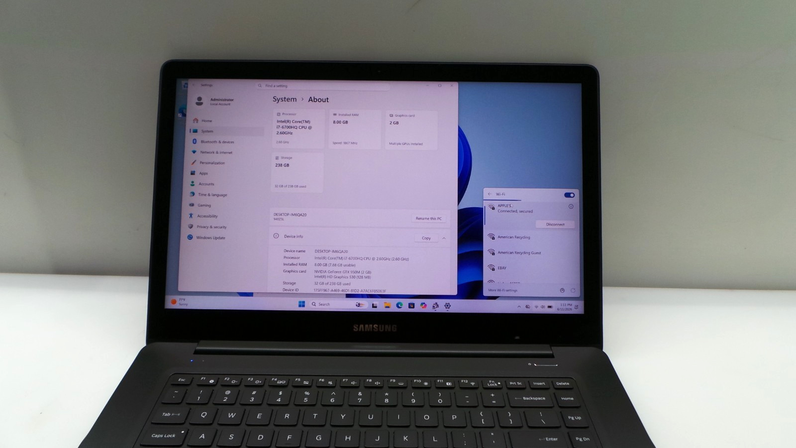 Samsung Notebook NP940Z5L | 15.6″ | i7-6700HQ | 8GB 256GB SSD | Touchscreen