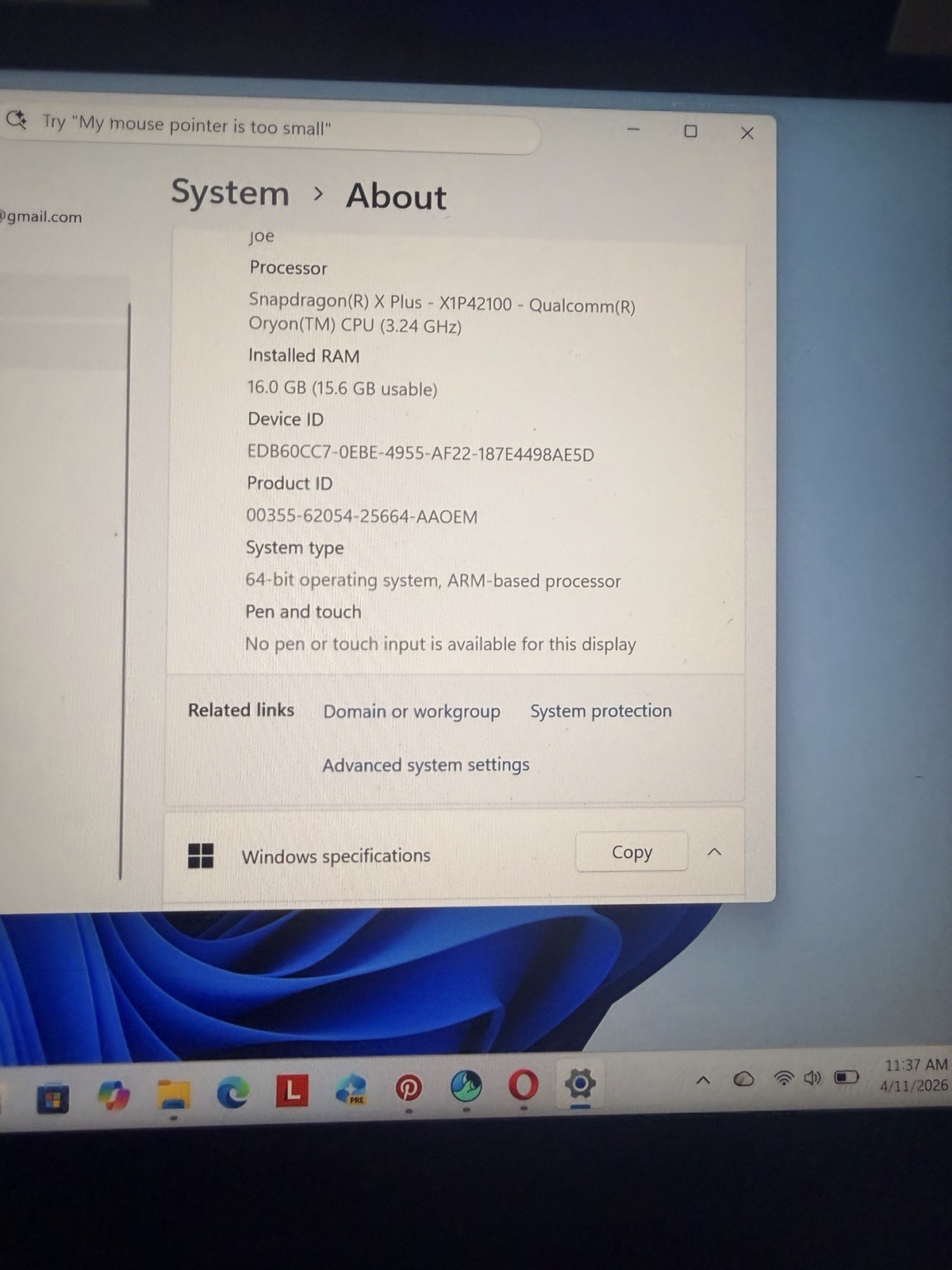 Lenovo ThinkPad 14″ Snapdragon X Plus 16GB RAM 477GB SSD Windows 11 Pro Black