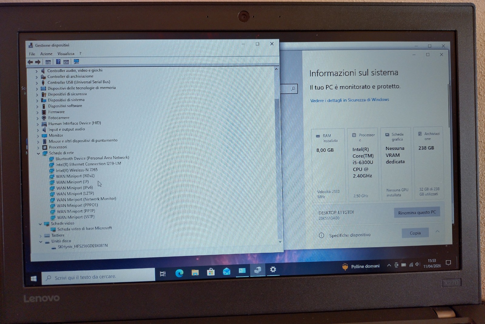 Lenovo ThinkPad X270 Intel Core i5 Win 10 11 8GB 256GB SSD NVMe LAN USB-C X13