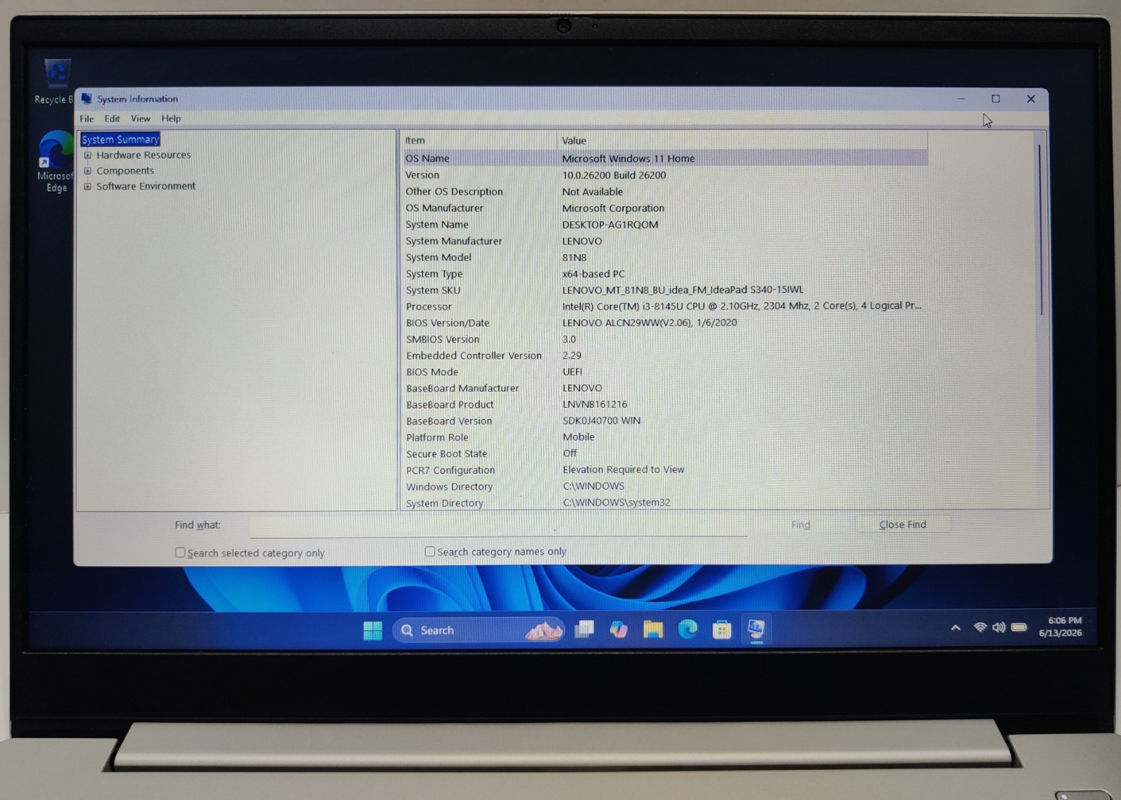 Lenovo IdeaPad S340-15IWL 15.6″ Laptop | Intel i3-8145U | 8GB RAM | 1TB HDD