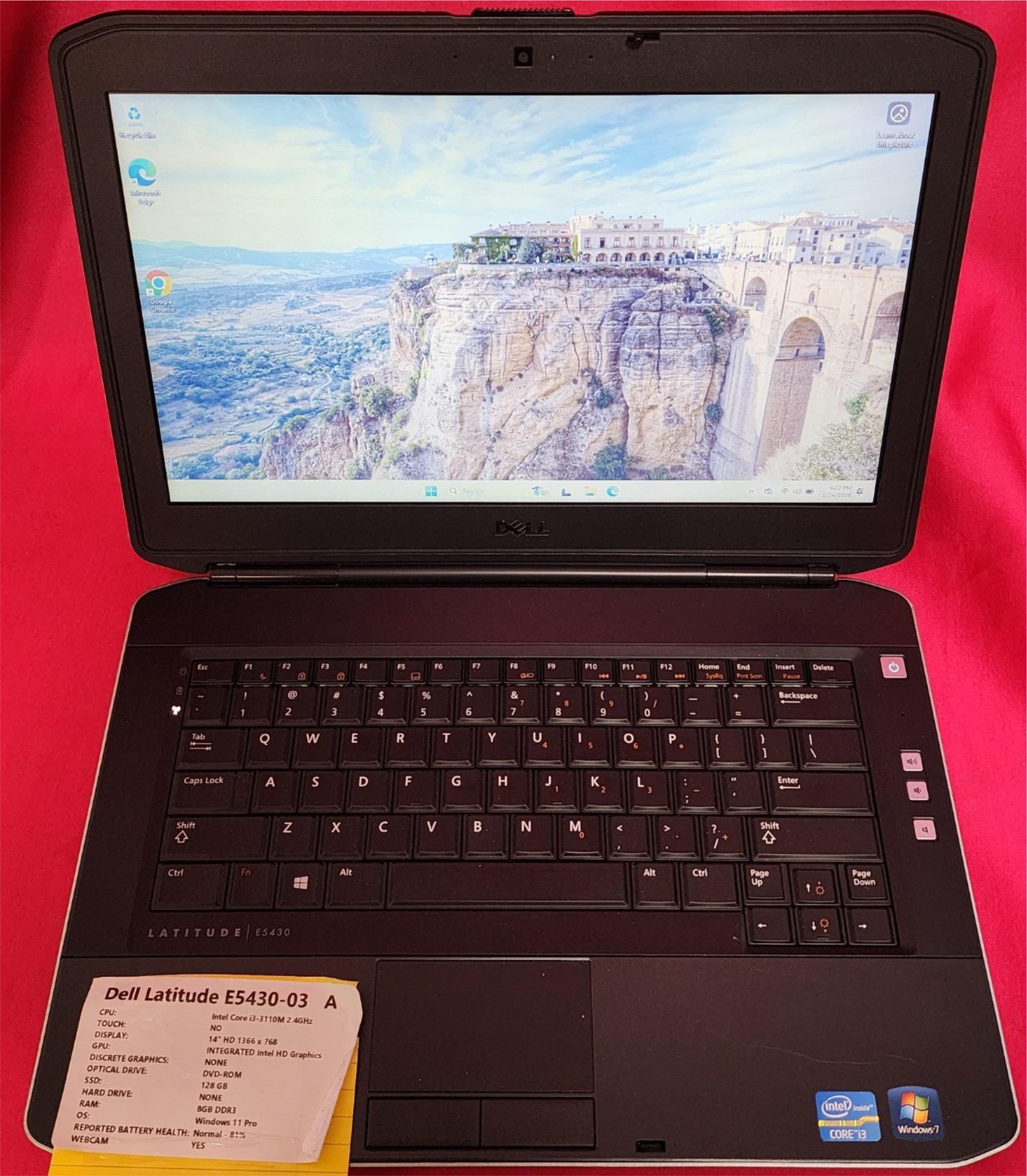 Dell Latitude E5430 i3 8GB RAM, DVD drive, 128GB SSD, Win 11 Pro NO PWR ADAPTER
