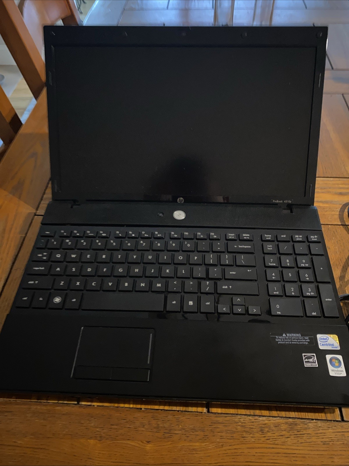 HP ProBook 4510s Intel Centrino With Charger No Hard Drive For Parts Only