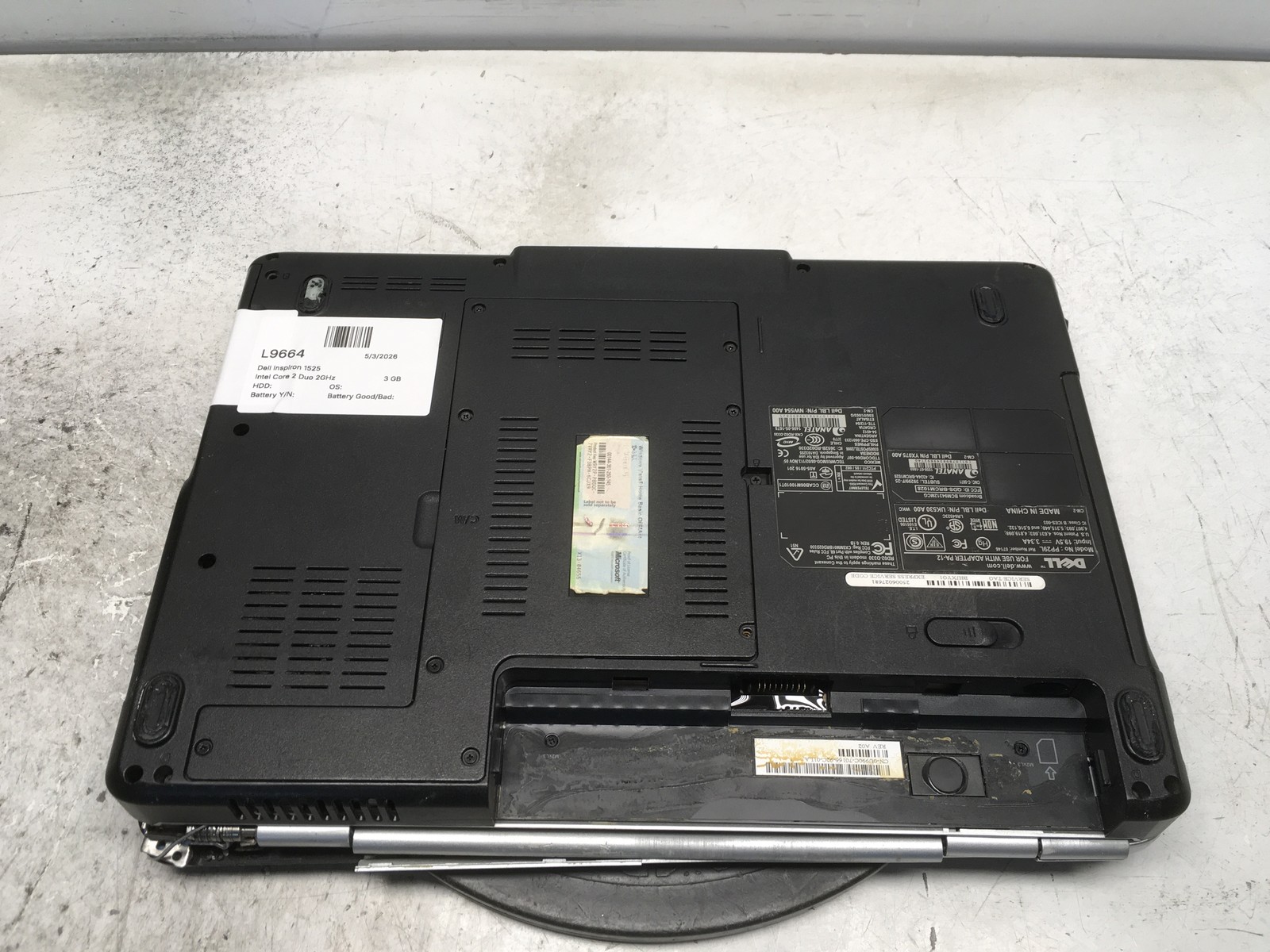 Dell Inspiron 1525 Intel Core 2 Duo 2GHz 3 GB NO HDD No Batt