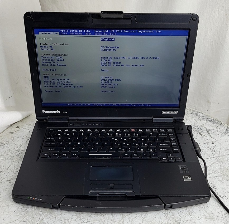 PANASONIC CF-54-1 Toughbook PC Core I5-5300U 8GB SEE NOTES