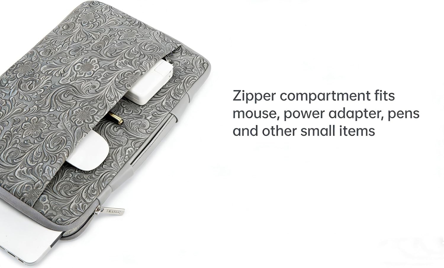 Embossed PU Leather 360° Heavy Duty Protective Laptop Sleeve for 16 inch-16.2 in