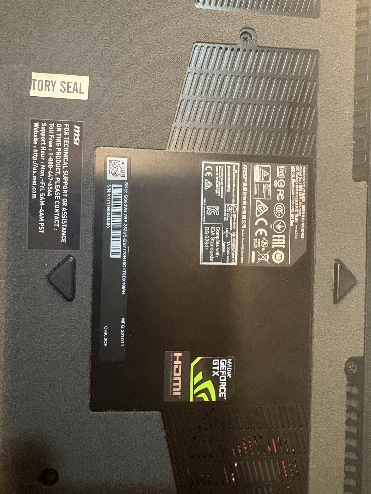 MSI GS63VR Stealth Pro 15.6″ i7-7700HQ 16GB 256GB+1TB GTX 1060