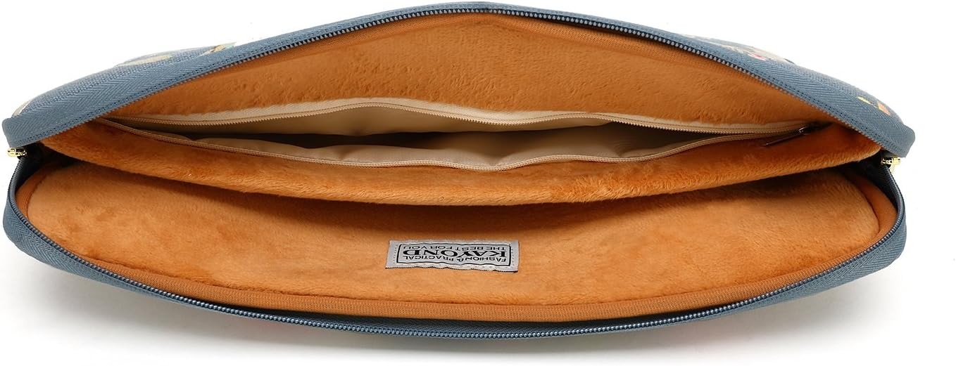 Water-Resistant Canvas 14.1 Inch Laptop Sleeve – Blue Water Hyacinth Design