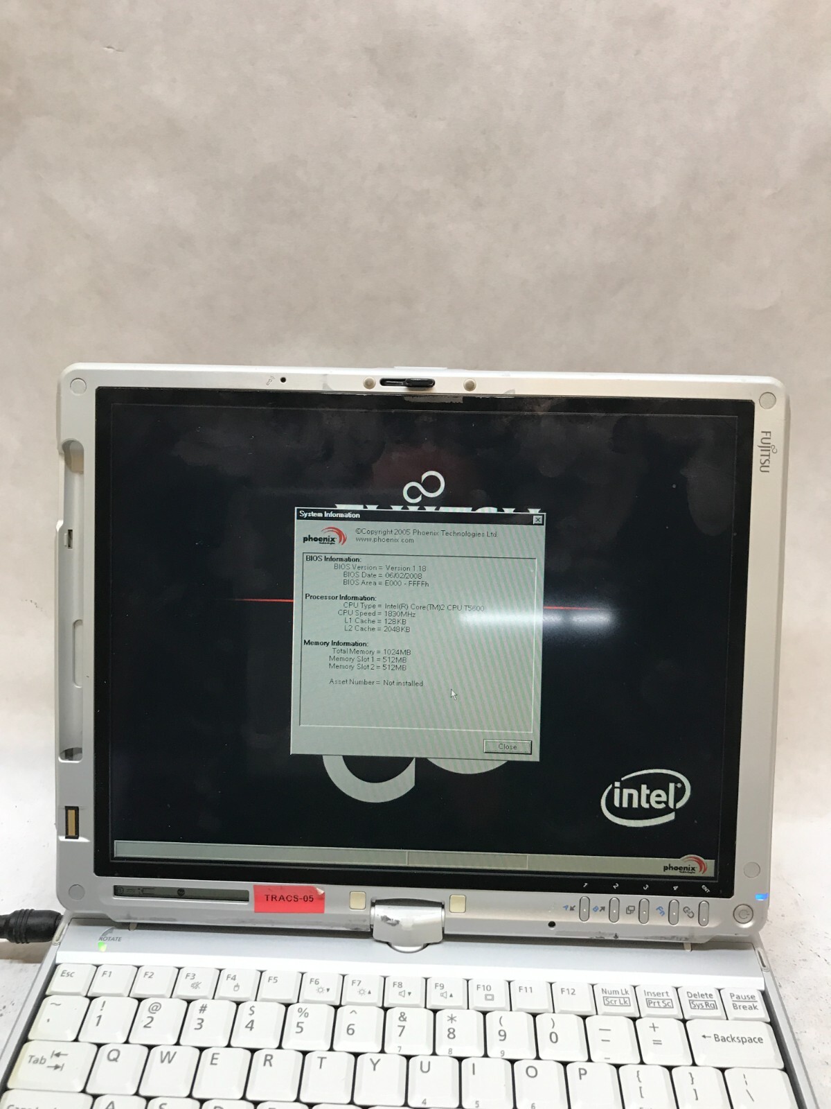 Fujitsu LifeBook T4215 12.1″ Core 2 T5600 1.83GHz 1GB RAM NO HDD/OS AS IS – -DW