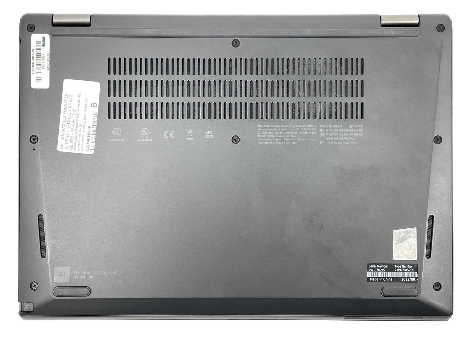 Lenovo ThinkPad L13 Yoga Gen 3 Laptop i5-1245U 512GB SSD 16GB RAM – No OS