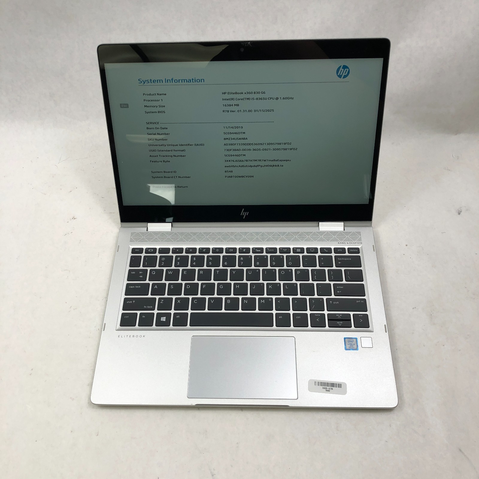 HP EliteBook 830 G6 x360 Core i5-8365U 1.6GHz 16GB RAM 256GB SSD No OS READ*