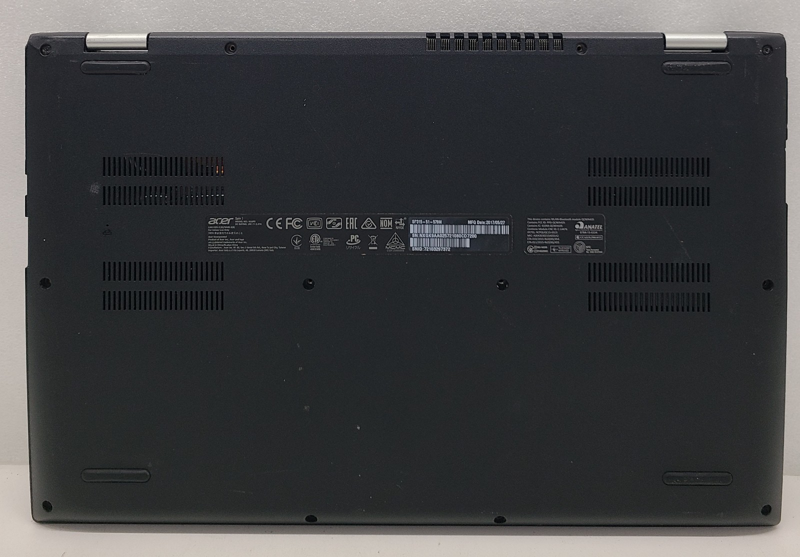 Acer Spin 3 SP315-51-579M Laptop Intel i5-7200U NO Ram/HD/OS/POWER (FL)