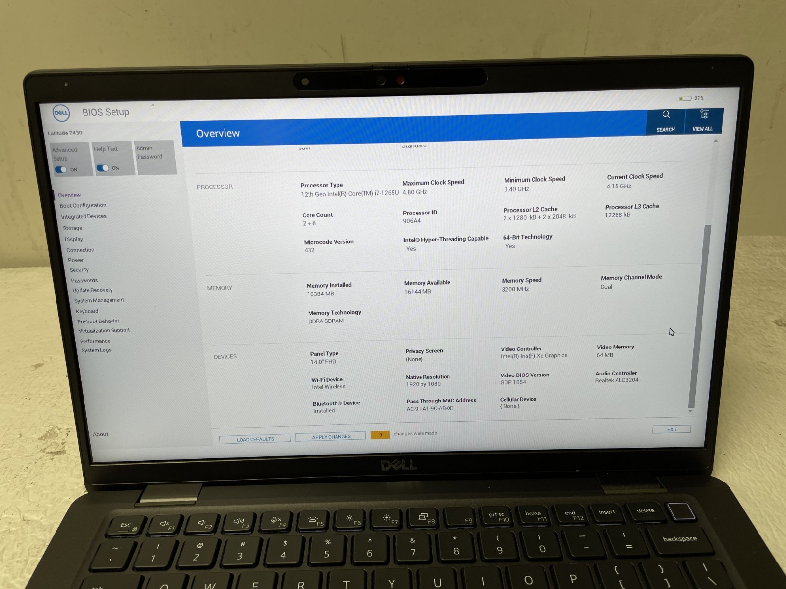 Dell Latitude 7430 13.3″ Intel i7-1265U @4.15GHz 16GB RAM NO SSD For Parts