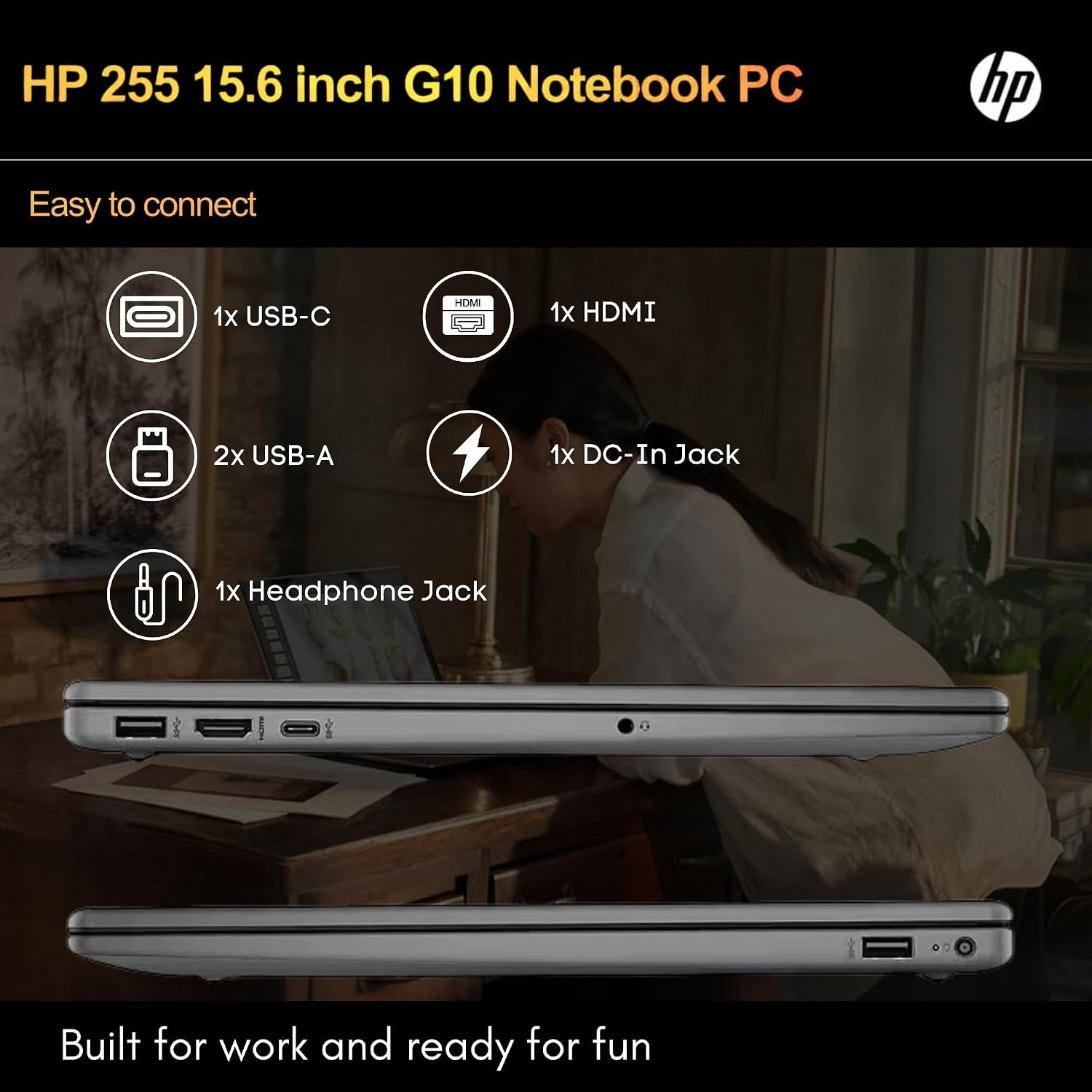 HP 255 G10 Laptop 15.6″ FHD Ryzen™ 3 7330U UpTo 64GB RAM 4TB Windows 11 Pro