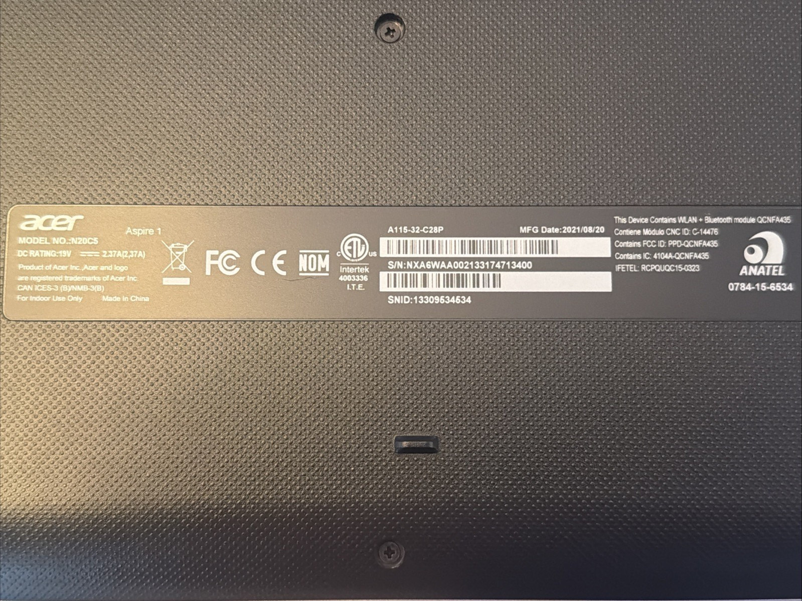 Acer Aspire 1 15.6″ Windows 11 A115-32 N20C5 Intel Celeron N4500 Silver Laptop