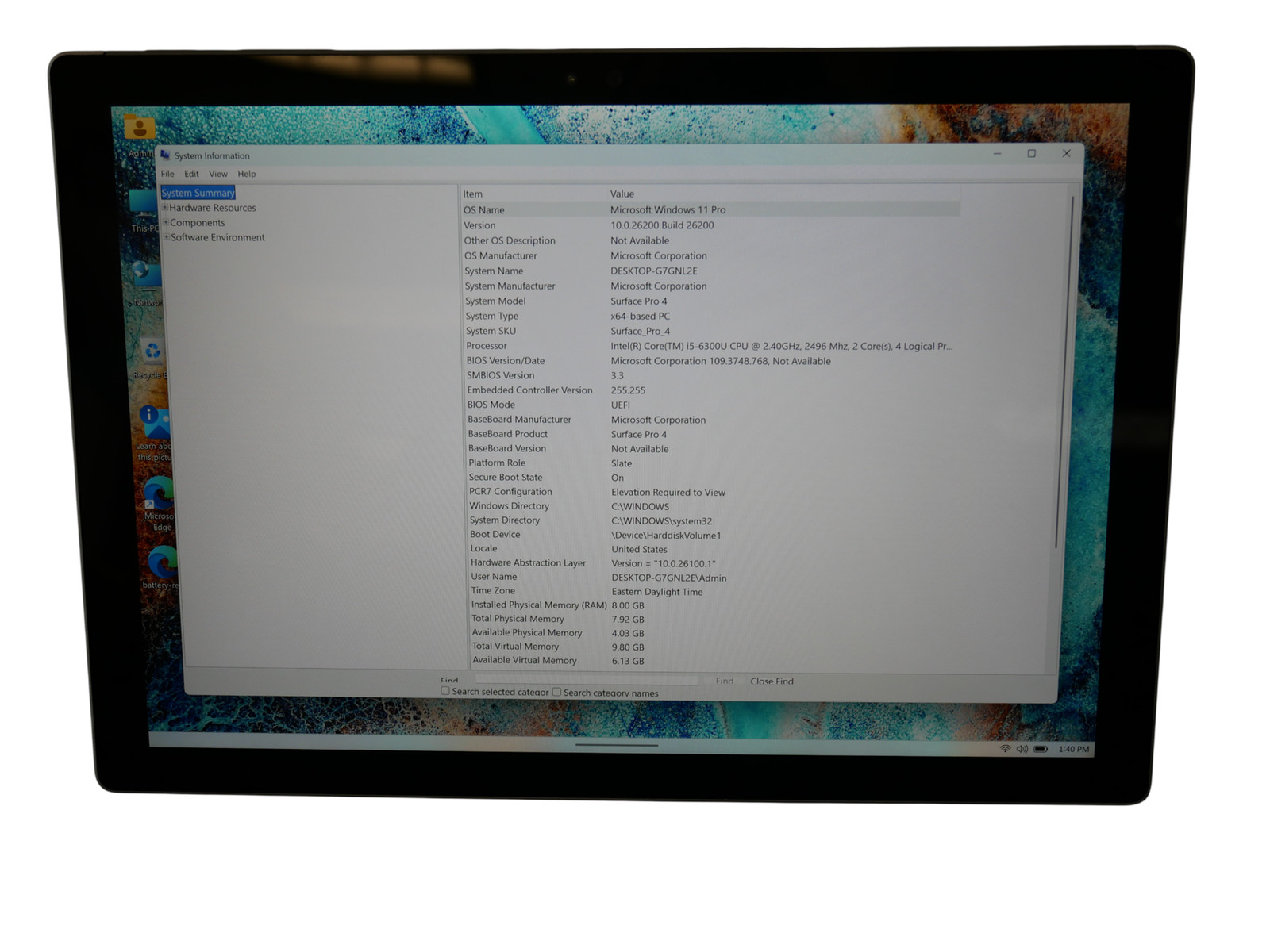 Microsoft Surface Pro 4 Core i5-6300U 2.40GHz 8GB 256GB Tablet