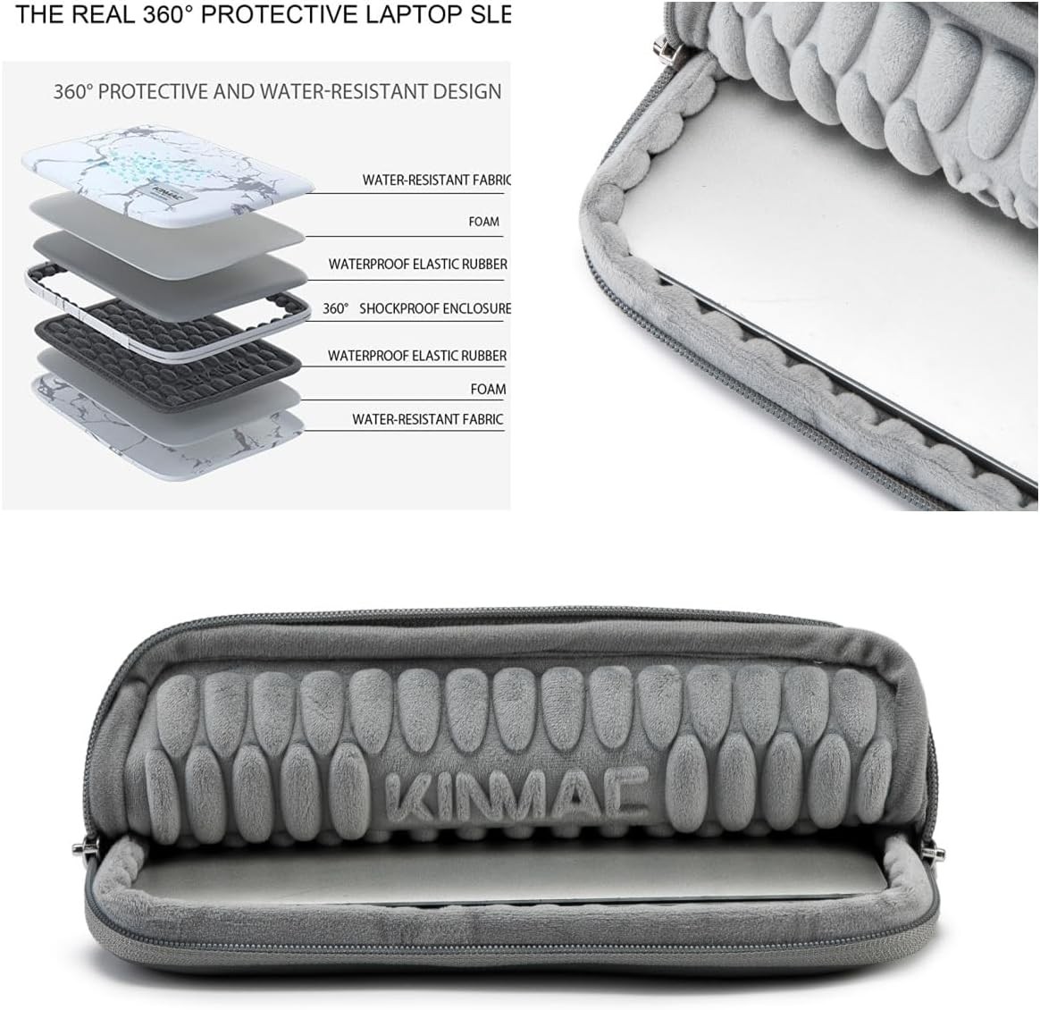 Embossed PU Leather 360° Heavy Duty Protective Laptop Sleeve for 15 inch-15.6 in