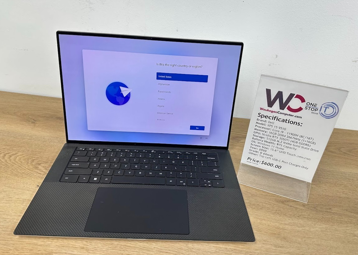 Dell XPS 15-9510, Core i9 11900H, 32GB DDR4, RTX 3050 Ti, 512GB SSD 2020