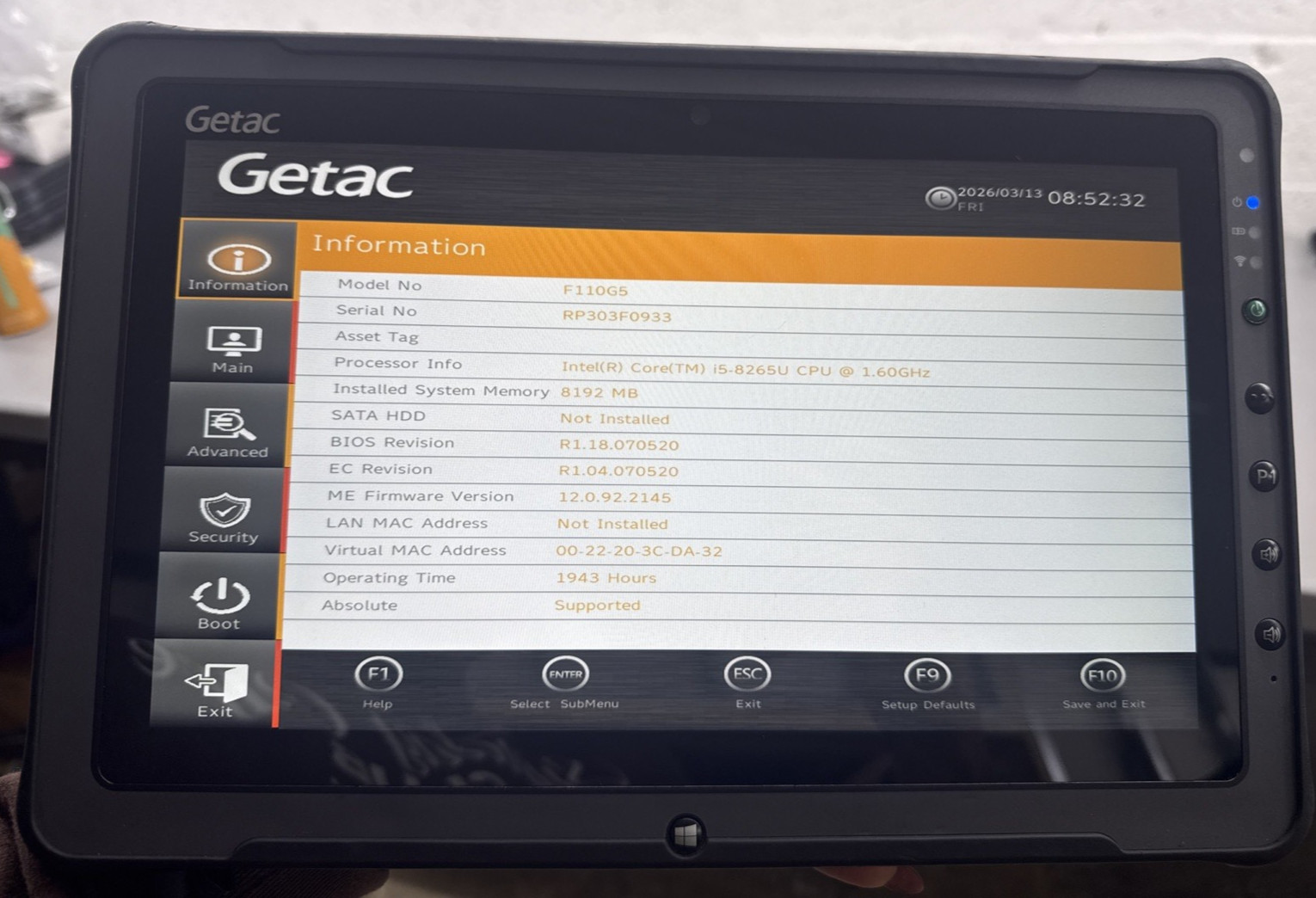Lot of 5 Getac F110 G5 Rugged Tablet | Core i5-8265U | 8GB RAM | NO SSD | Touch