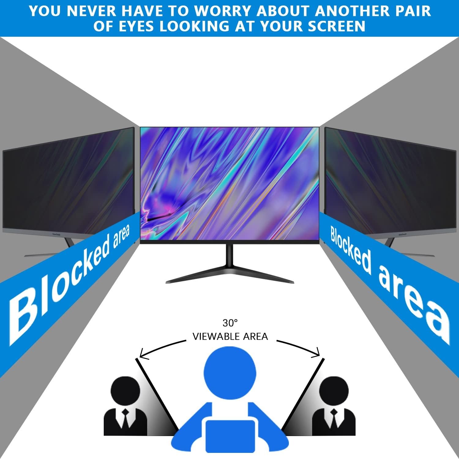 22 Inch Computer Privacy Screen, Removable Anti Glare Filter for Laptop Monitor
