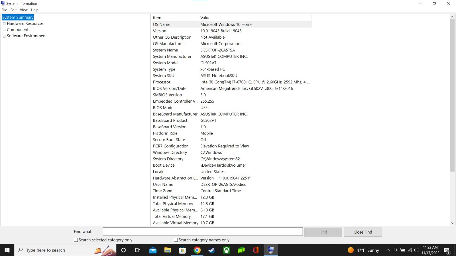 Asus GL502V i7 6th Gen 2.6GHz. 12GB Ram, 1Tb SSD, NVIDIA 970M, Windows 10