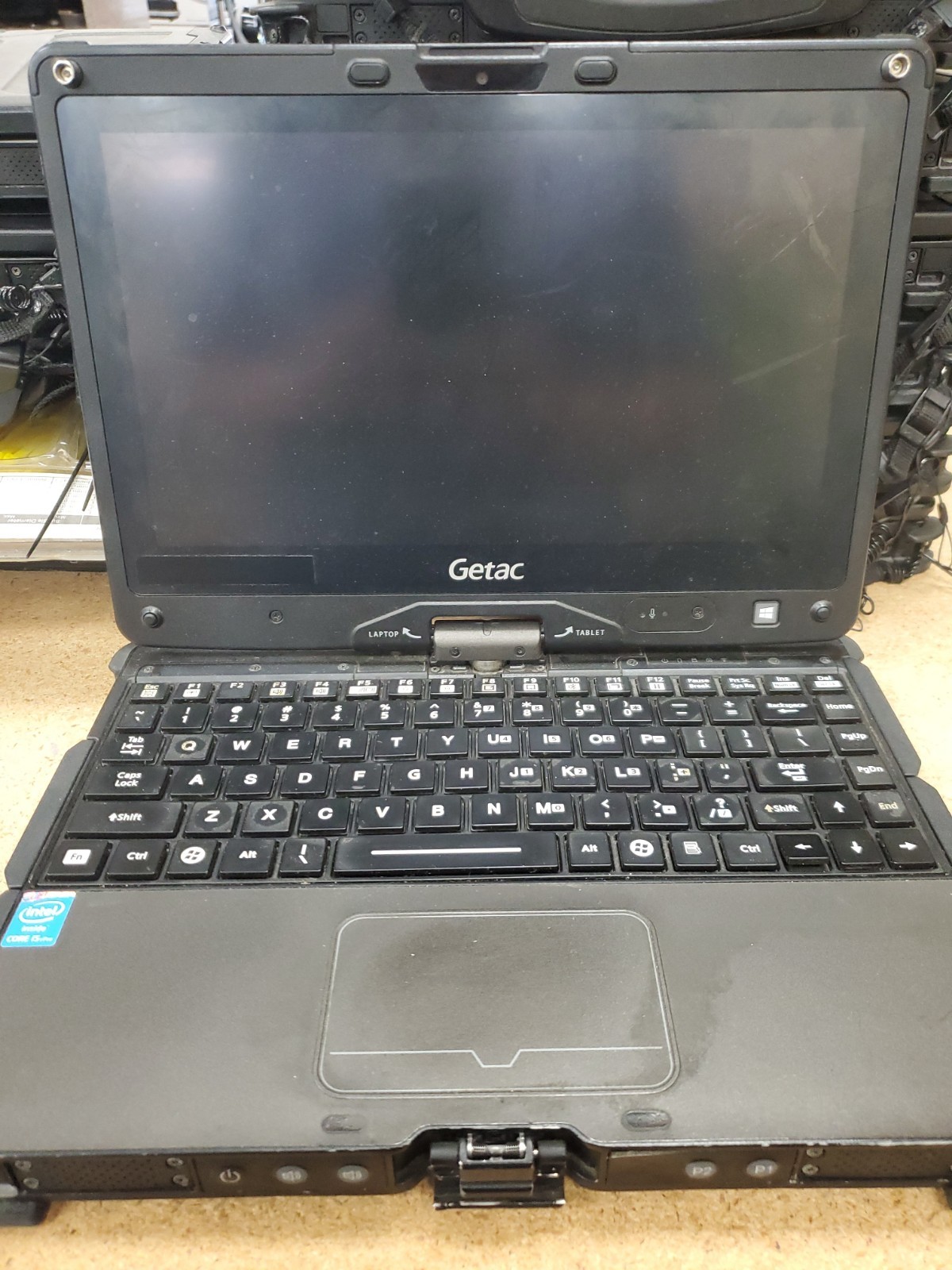 GETAC V110 Laptop Tablet Touch Screen i5-4300U 1.90GHz 8gB No HDD 11151hrs