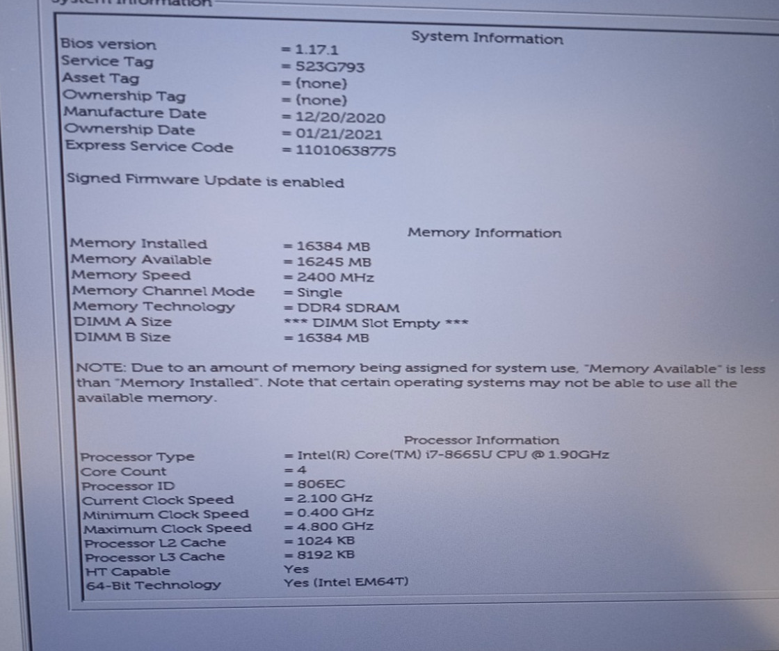 Dell Latitude 5400 14″FHD i7-8665u@1.90GHz 16GB RAM 512GB NVMe Win11Pro MC602!