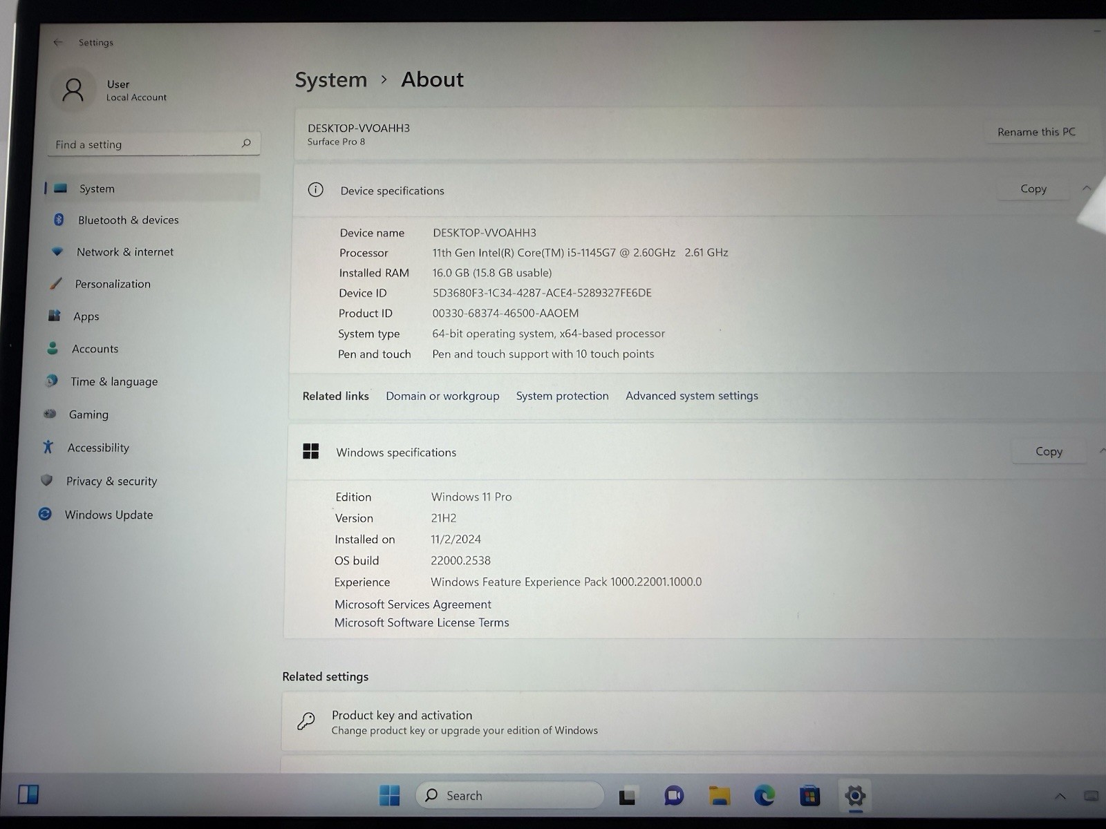 Microsoft Surface Pro 8 (1982) i5-1145G7 – 16GB RAM – 256GB 120Hz – Win 11 Pro