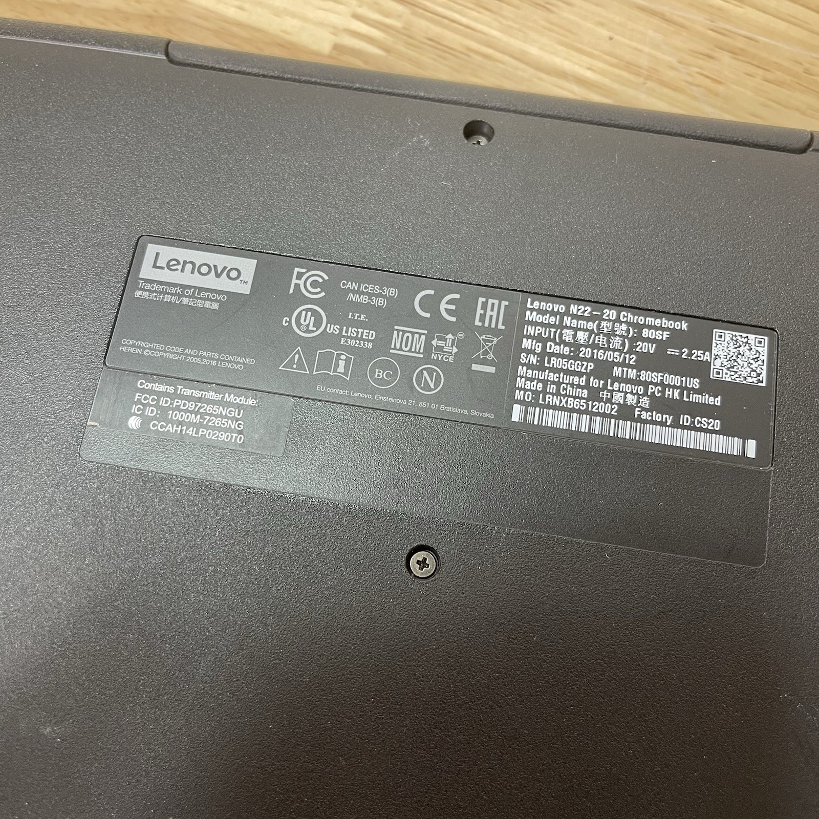 Lenovo N22-20 Chromebook ChromeOS 11.6″ 4GB 16GB SSD w/AC Adapter WORKING