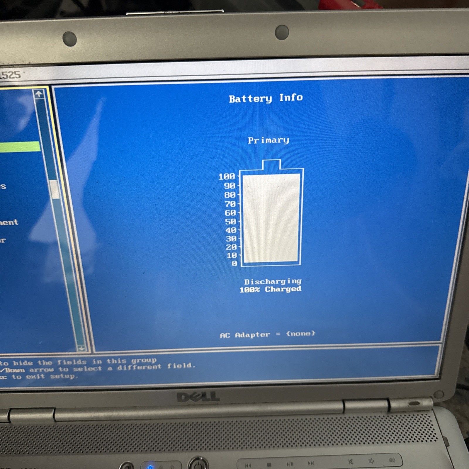 Dell Insprion 1525 intel Cpu 2.16ghz, 4gb ram, 120 HDD, Boot Bios, Batt, No OS