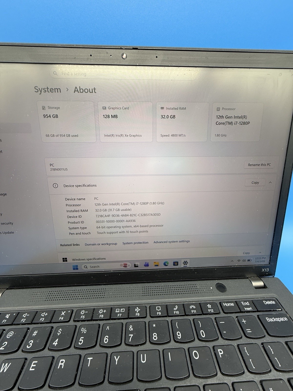 Lenovo ThinkPad X13 Gen 3 13.3” Touch i7-1280P 32GB RAM 1TB SSD Win 11 Pro