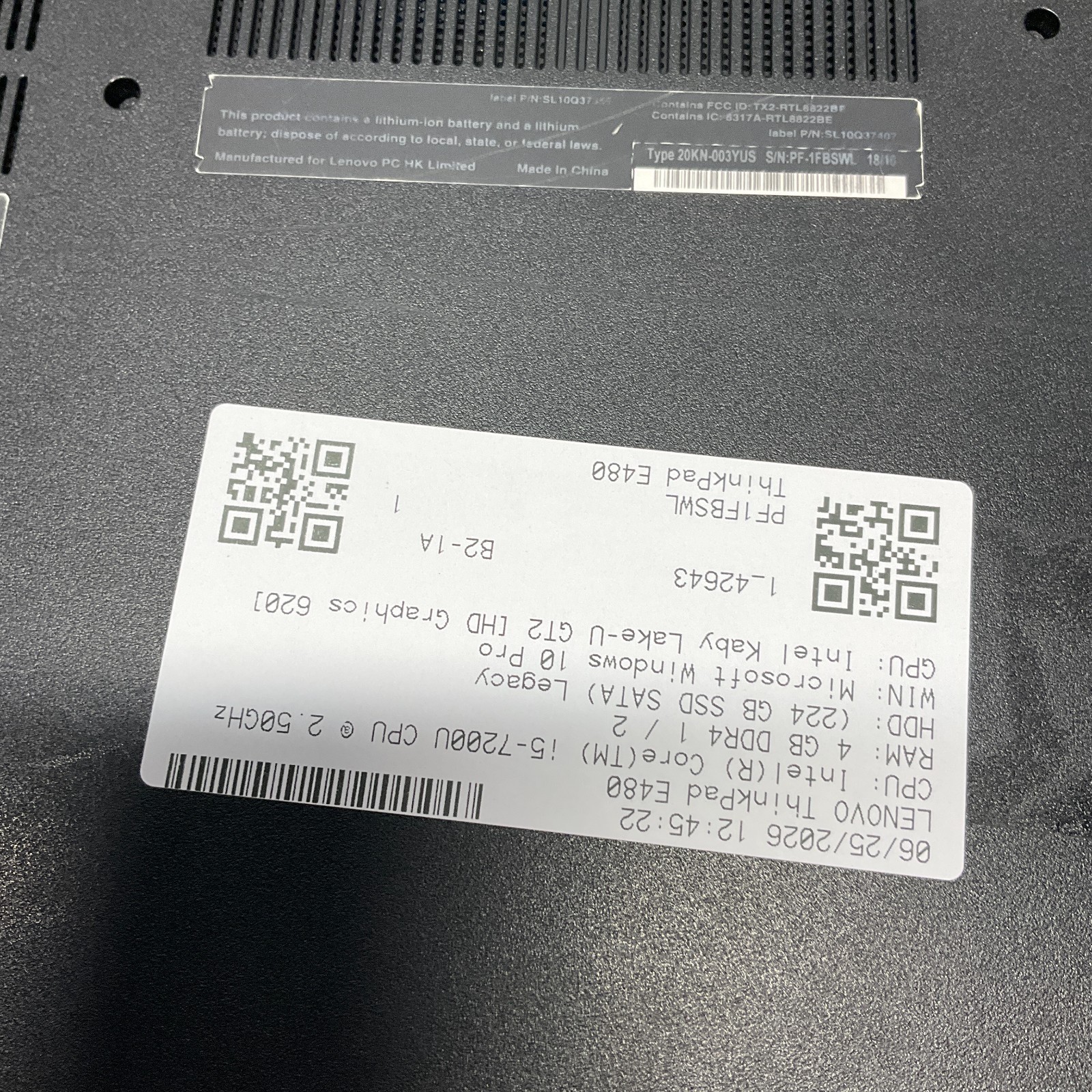 Lenovo ThinkPad E480 14″ Laptop Core i5-7200u 4GB RAM 240GB SSD Windows 10 Pro
