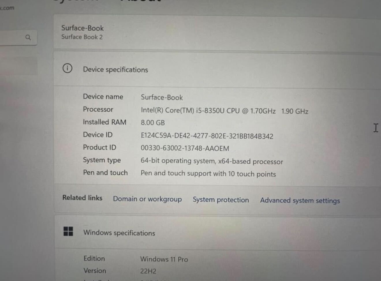 Microsoft Surface Book 2 Intel Core i5-8350U 1.70GHz 8GB RAM Used