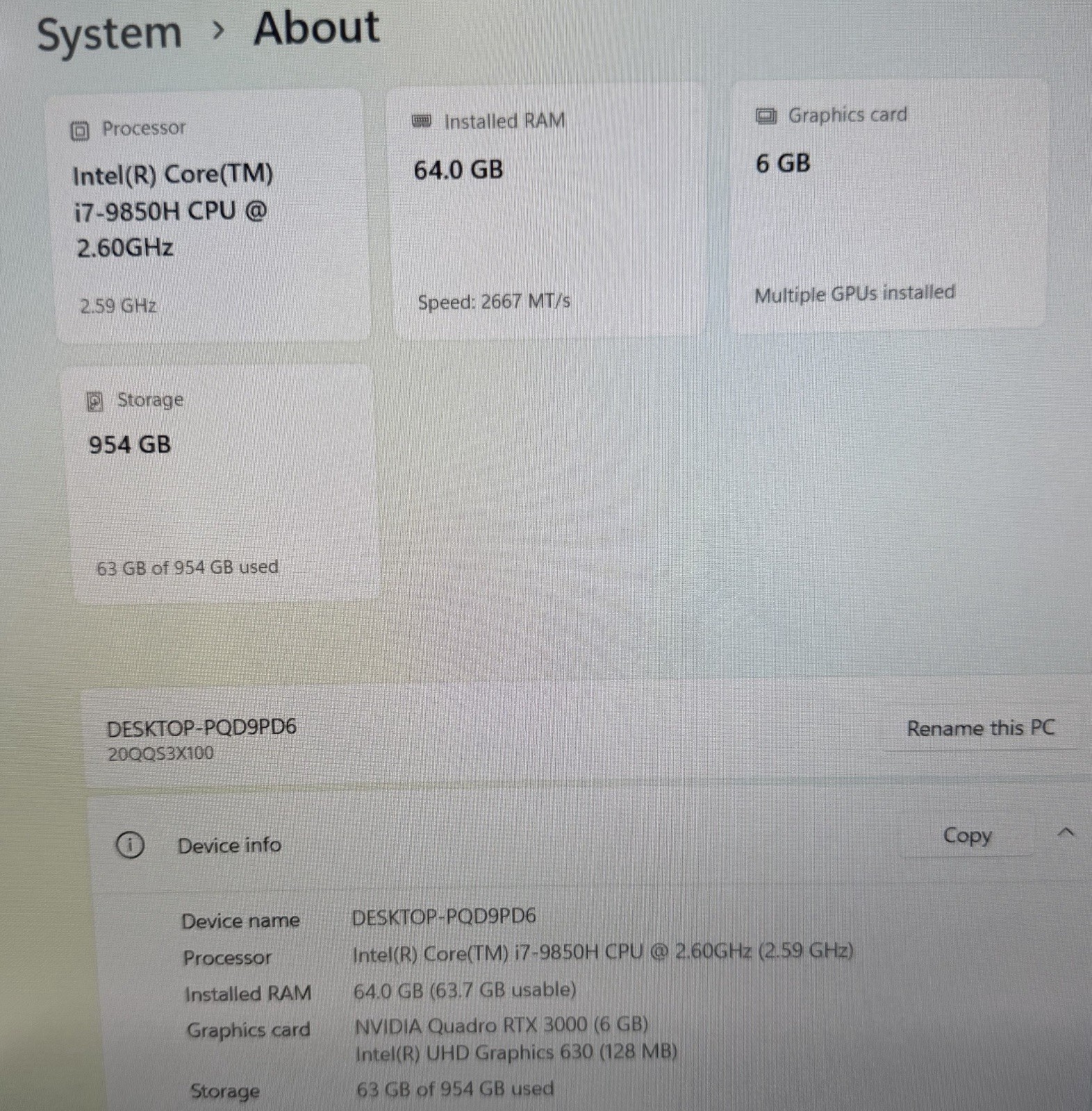 B+ Grade Lenovo ThinkPad P53 | i7-9850H 1TB SSD 64GB NVIDIA RTX 3000 6GB WIN11P