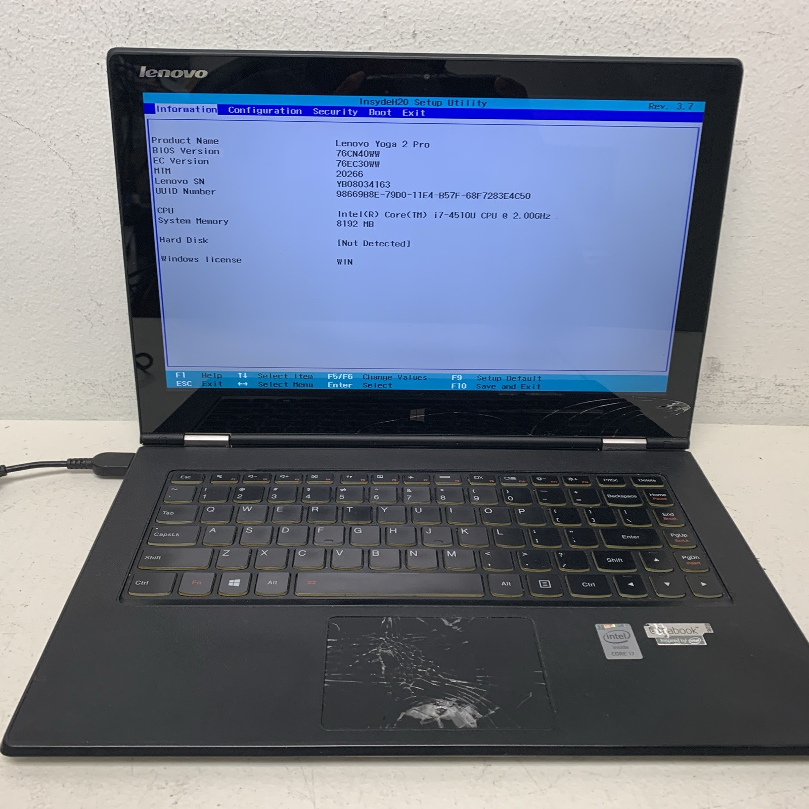 Lenovo Yoga 2 Pro -Touch / Core i7-4510U / 8GB / No Hdd/Read Desc For Parts