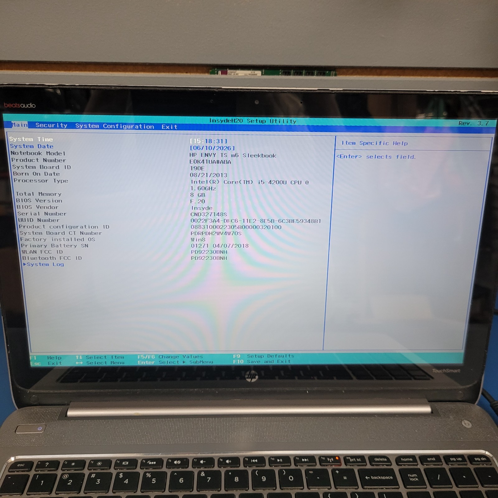 HP ENVY M6-K015DX / Intel i5-4200u @1.60GHz /8 GB RAM/ 256 GB SSD WINDOWS 11