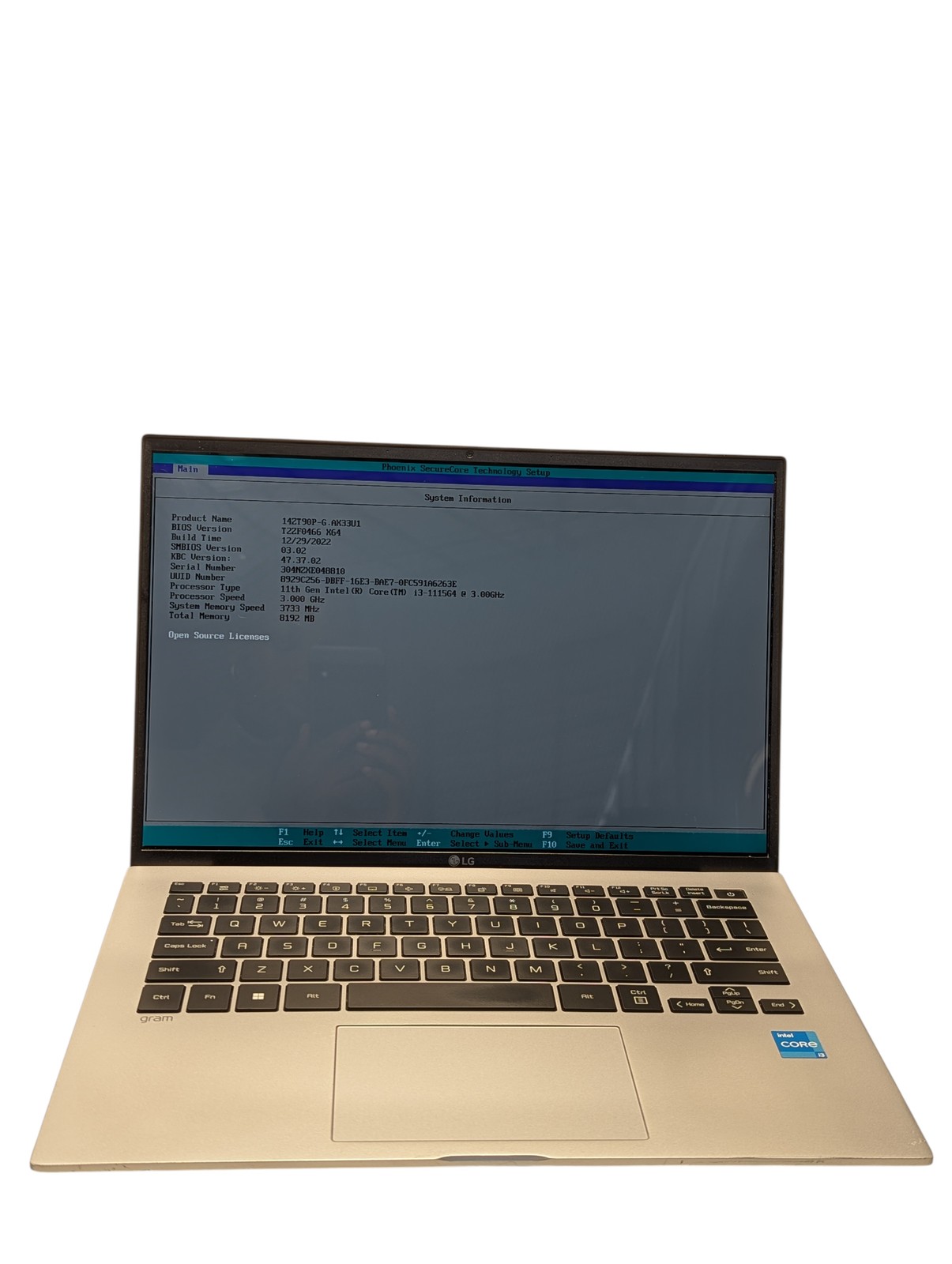 LG 14ZT90P-G.AX33U1 i3-1115G4 3.00GHz 14″ 8GB RAM 256GB SSD Grade D