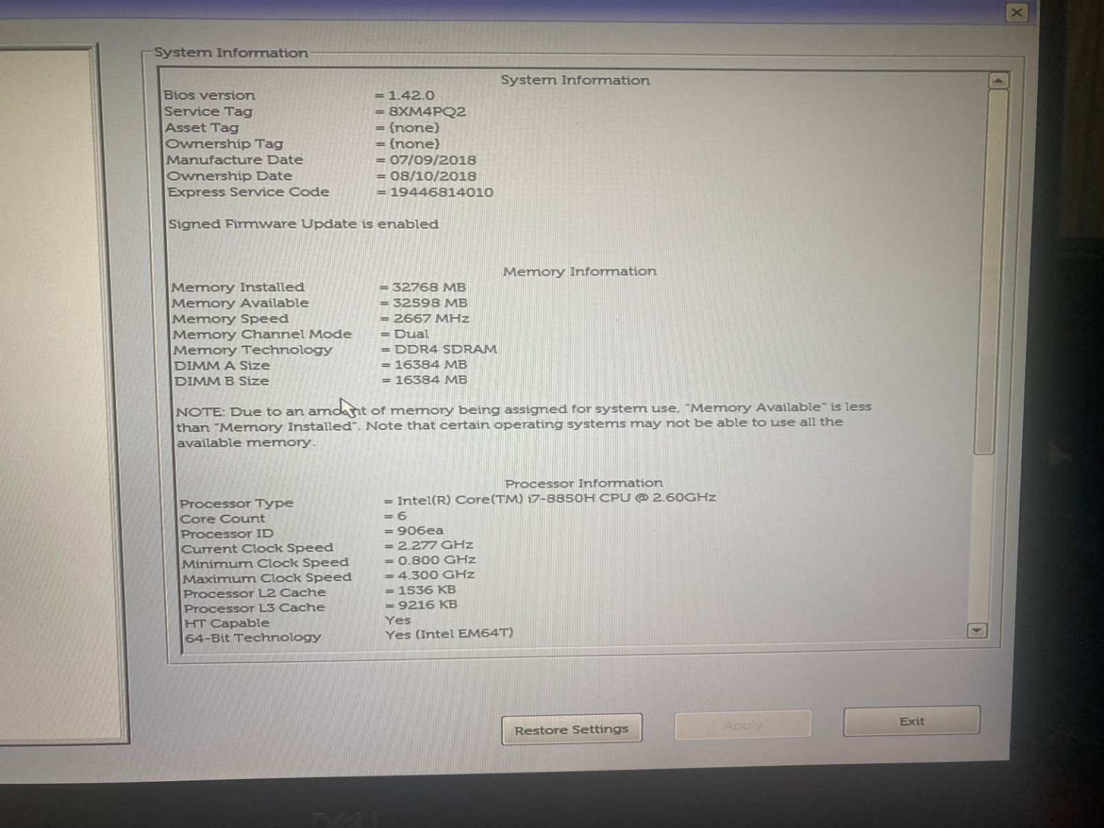 Dell Precision 5530 i7-2.6GHz 32GB 256GB SSD P1000 4GB GDDR Win11