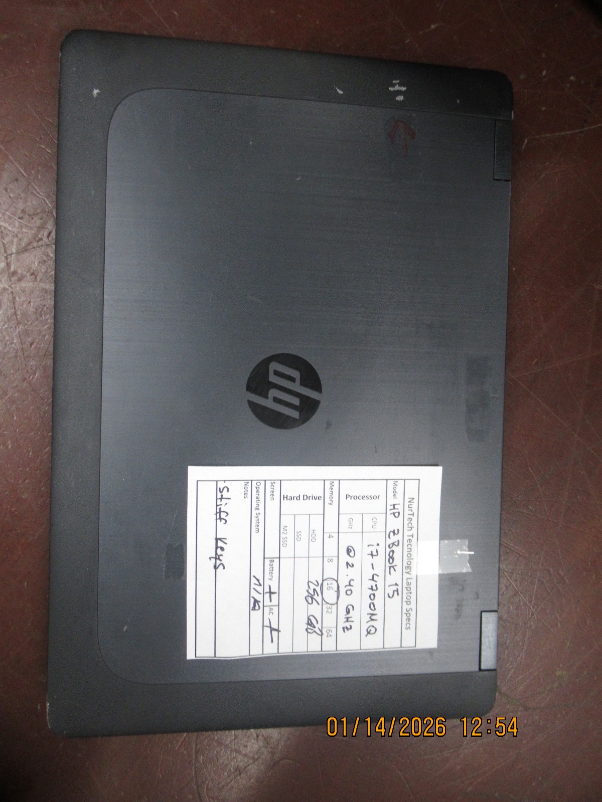 HP ZBook 15 i7-4700MQ 2.40GHZ 16GB 256GB HDD Laptop w/ AC [NO OS]