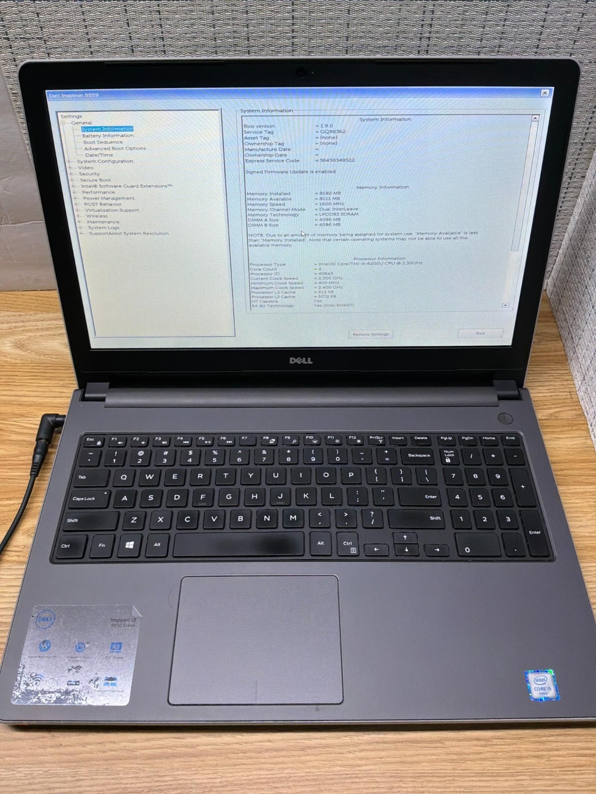 Dell Inspiron 5559 i5-6200U 8GB RAM 1TB HDD Laptop HDMI Webcam