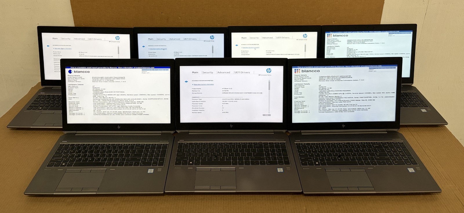 Mixed Lot of 8 HP ZBOOK 15 G5/G6 | 1TB/512GB | 32GB | NO OS/ADAPT | READ H
