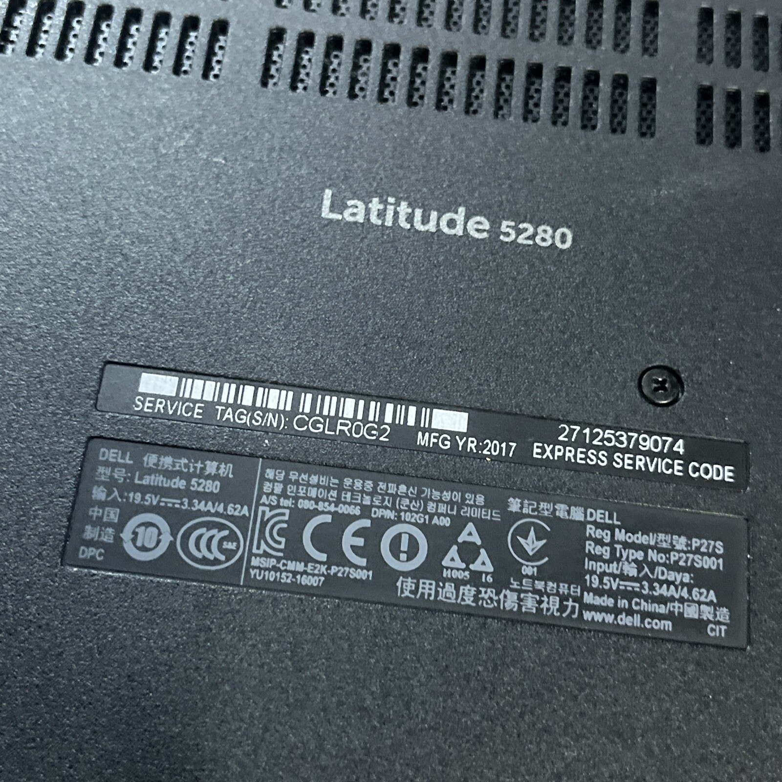 DELL LATITUDE 5280 INTEL CORE I3-7100U 2.40GHZ 8GB RAM NO HD ;