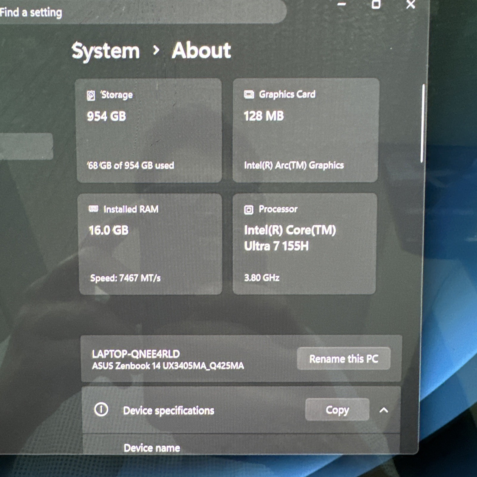 Asus Zenbook 14 Q425M OLED Touch Intel Ultra 7 155H 16GB RAM 1TB *cracked screen
